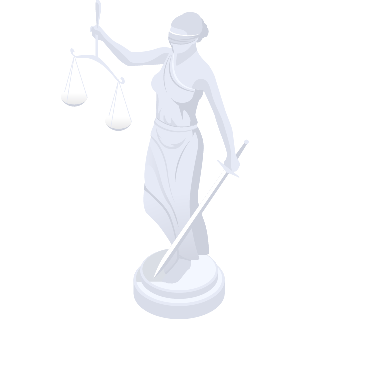 Imagem da justiça, com dois advogados em baixo.